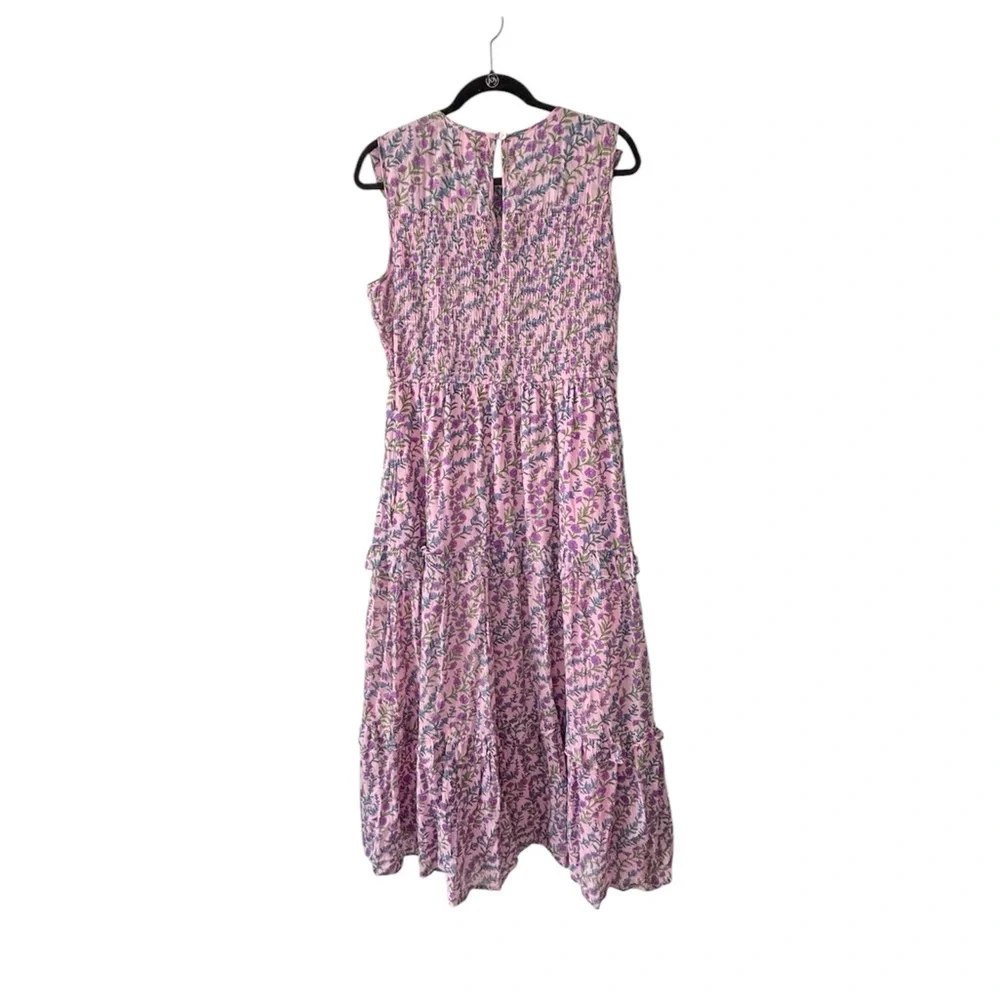 Banjanan Iris Floral Smocked Boho Midi Dress L